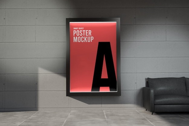 Poster con cornice, mockup per cartelloni pubblicitari