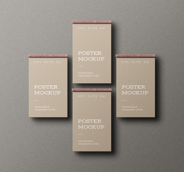 Poster con mockup di supporto in legno