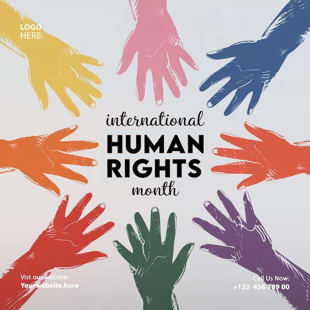 Poster de celebração do Dia Internacional dos Direitos Humanos, 10 de dezembro: Modelo de postagem de mídia social