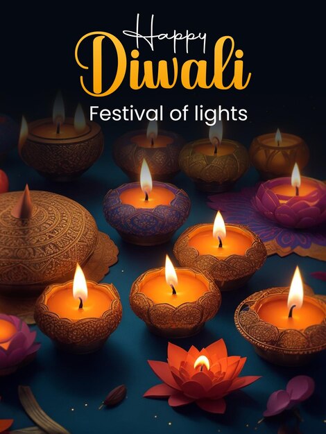 PSD poster de celebração do festival happy diwali do psd