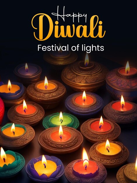 PSD poster de celebração do festival happy diwali do psd