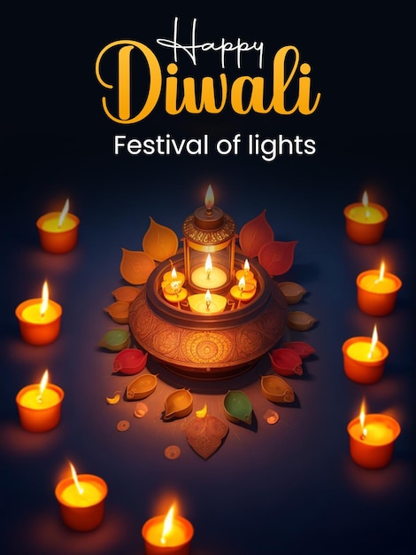 Poster de celebração do festival happy diwali do psd