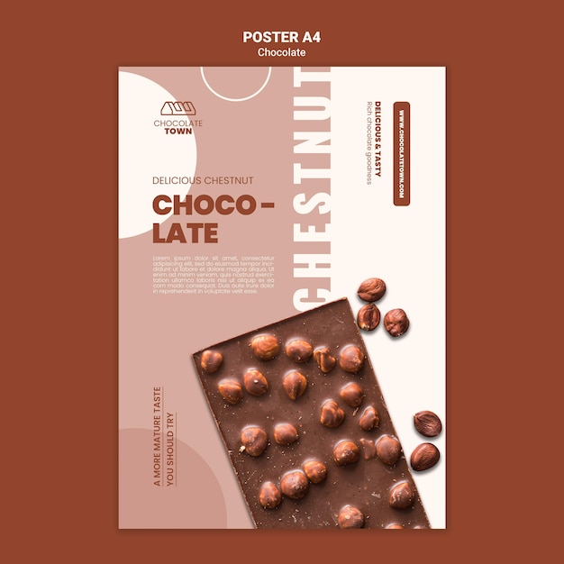 PSD pôster de chocolate delicioso