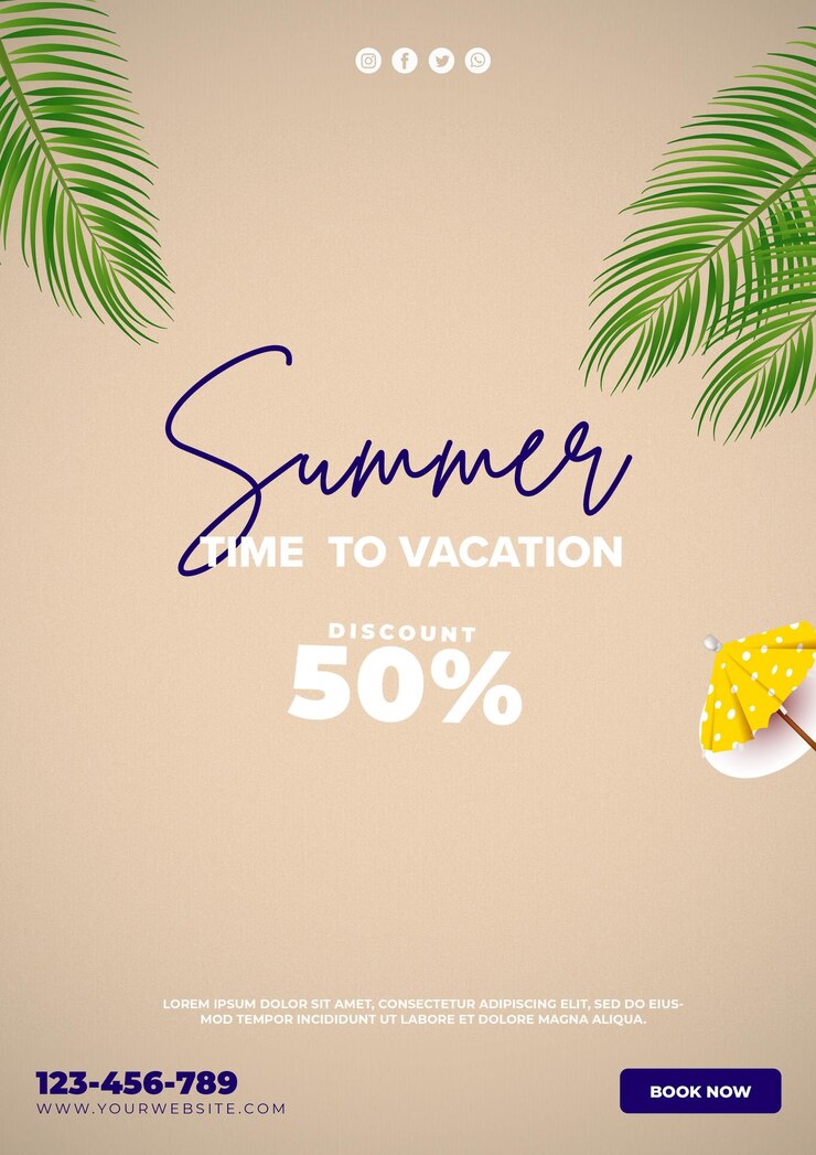Poster de desconto para as férias de verão