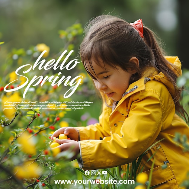 Poster de hello spring em arquivo psd