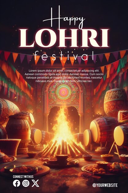 Poster de lohri com um belo fundo