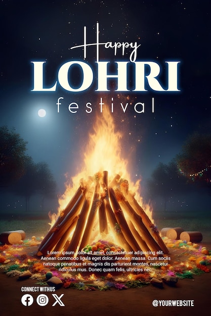 PSD poster de lohri com um belo fundo