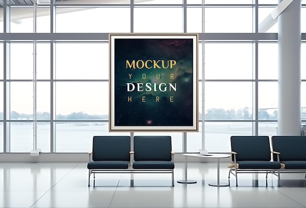 Poster de outdoors no aeroporto Mockup PSD