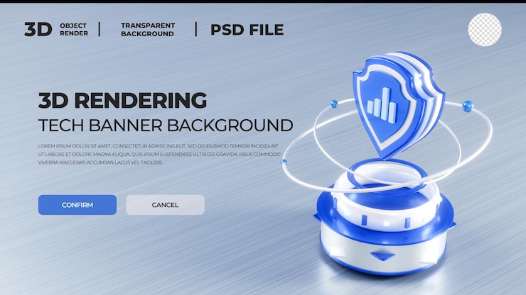 PSD poster de tecnologia de segurança tecnológica 3d