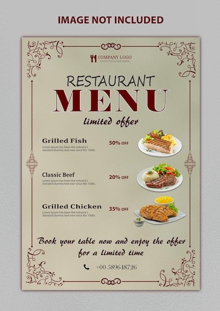 poster del menu del ristorante
