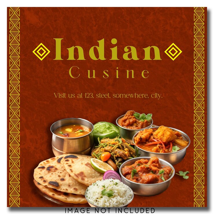 PSD poster del ristorante e del caffè indian cosine