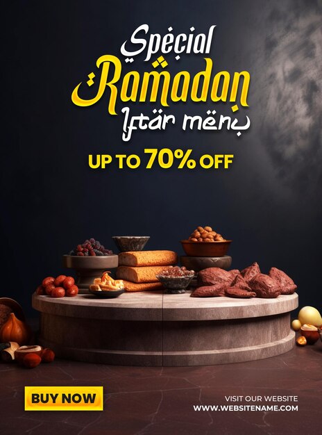 Poster De Design De Menu Spécial Du Ramadan Avec Un Podium 3d