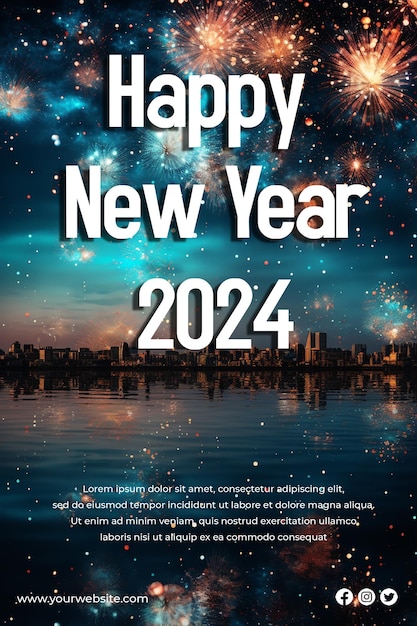 Poster di buon anno sui social media