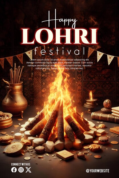 Poster di Happy Lohri con un bellissimo sfondo