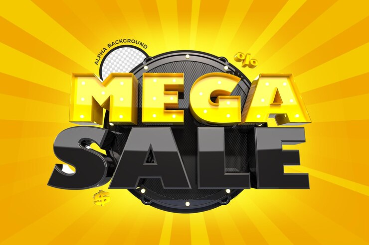 PSD poster di sconto mega sale 3d