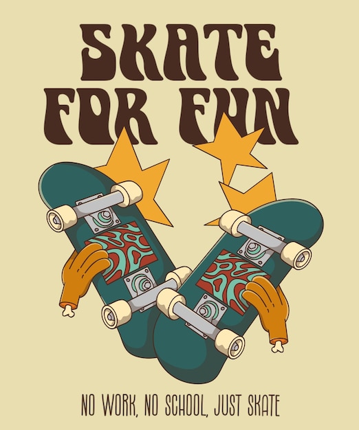 poster di skateboard illustrazione di cartoni animati pattinare per divertimento