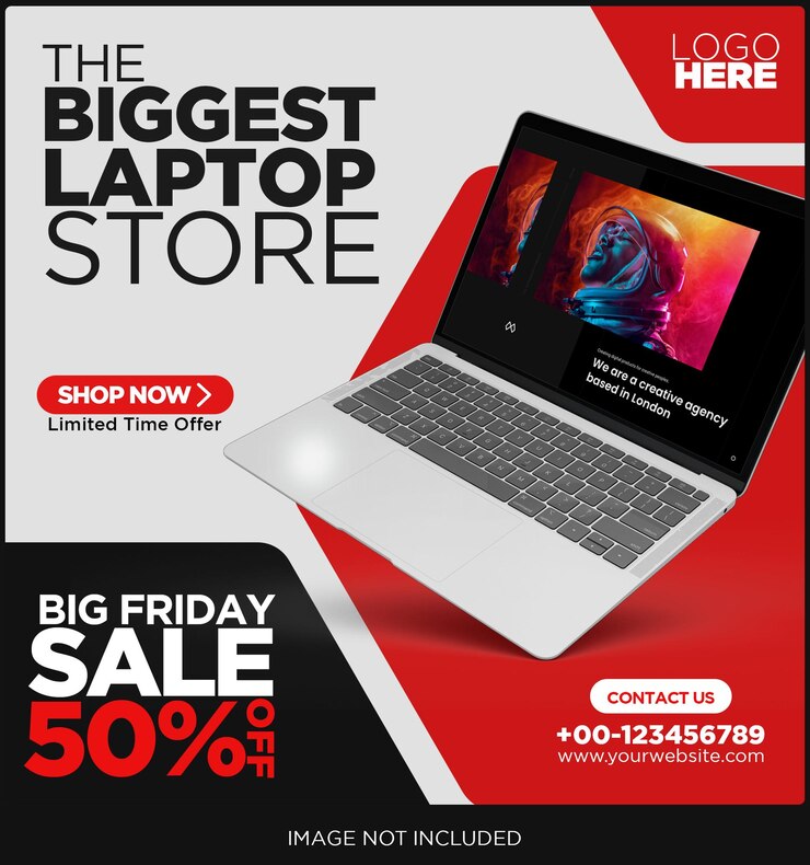 Poster di social media per la promozione della vendita di laptop psd