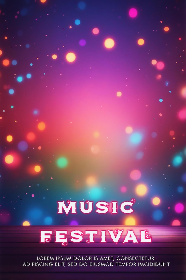 PSD poster di un festival musicale disegnato a mano