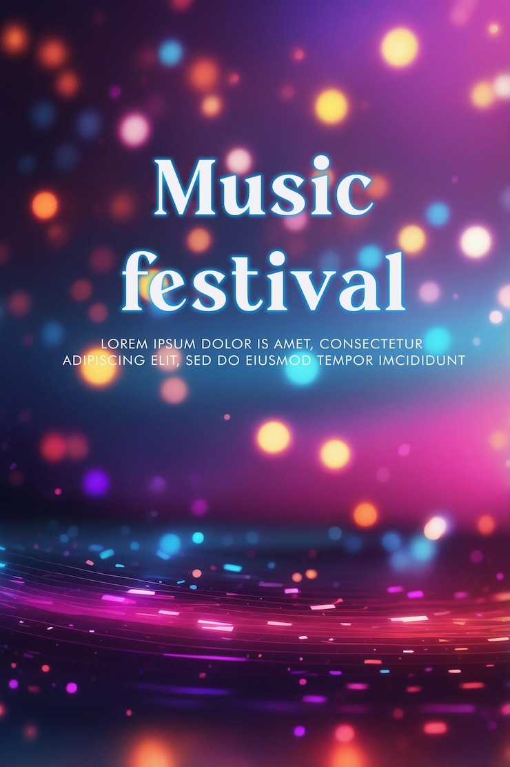PSD poster di un festival musicale disegnato a mano