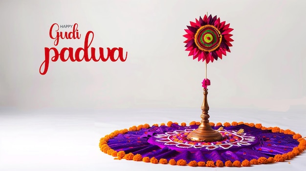 Poster di vendita creativo per l'occasione della felice celebrazione di Gudi Padwa in India