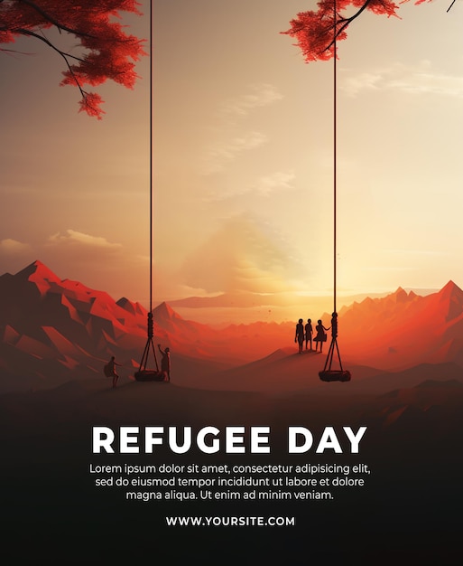 PSD poster do dia dos refugiados da dps