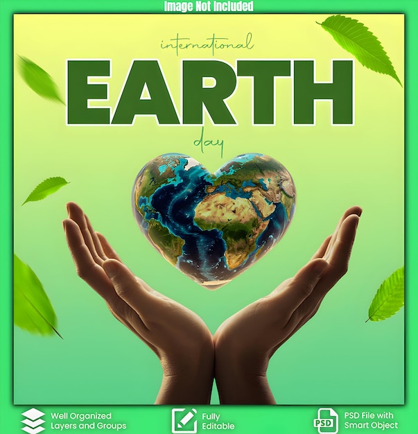Poster ecológico del Día de la Tierra con árbol y suelo Diseño de texto Diseño de cartel de celebración del Día de La Tierra
