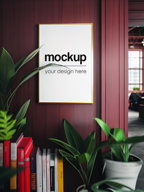 Póster enmarcado mockup interior render artwork showcase