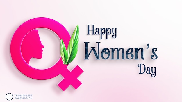póster del feliz día de la mujer con rostro y símbolo femenino