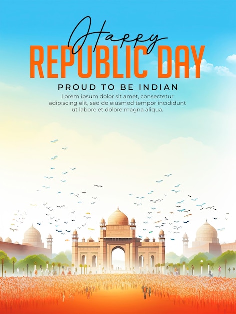 PSD poster del feliz día de la república orgulloso de ser indio