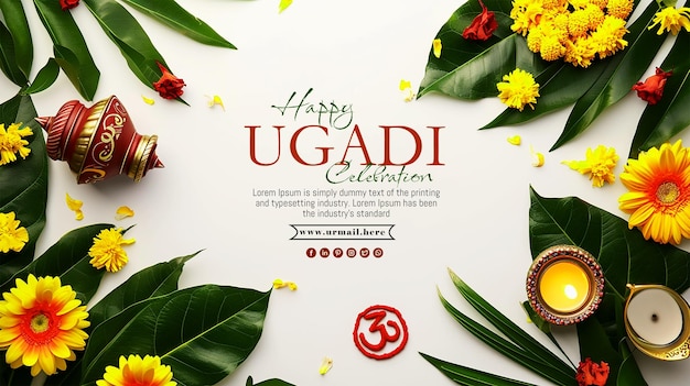 PSD poster de la fête du nouvel an ugadi pour les états de l'andhra pradesh, du telangana et du karnataka en inde