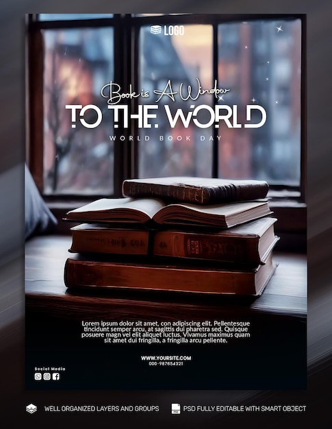 PSD poster y folleto del templo psd para las redes sociales del día mundial del libro