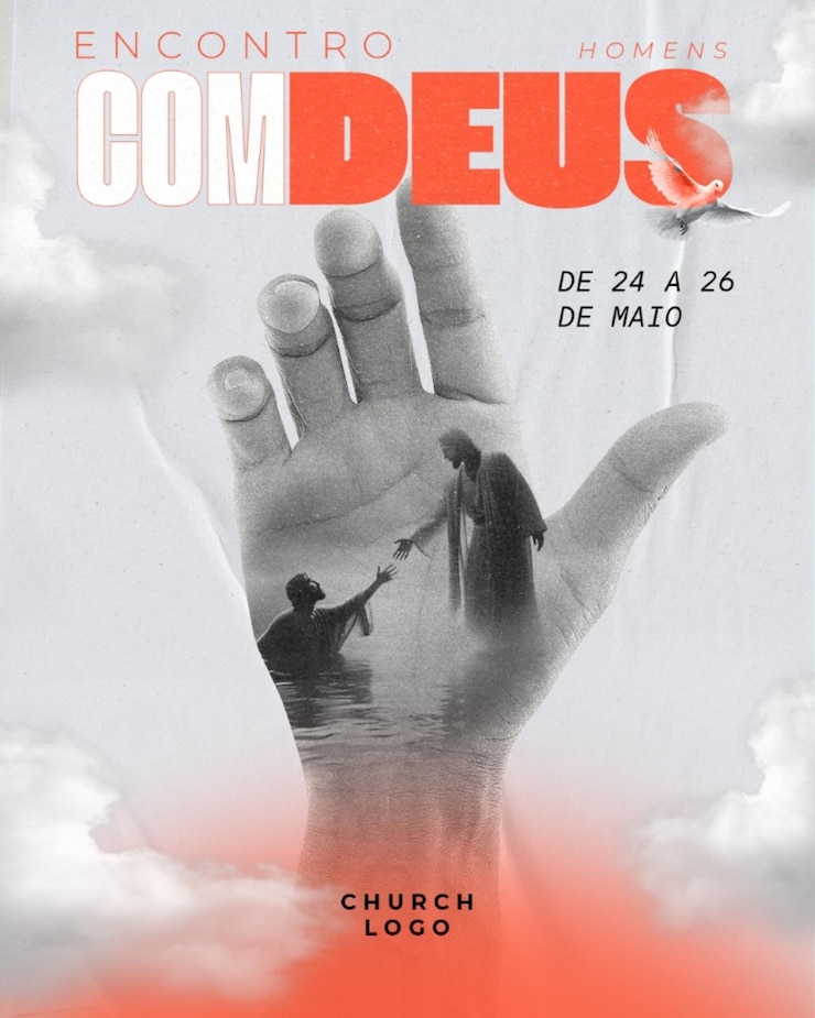 PSD poster for church about hand of jesus jesus saves a man