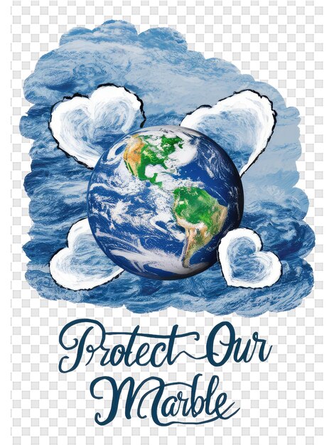 PSD a poster for the earths planet has a picture of a heart and the earth