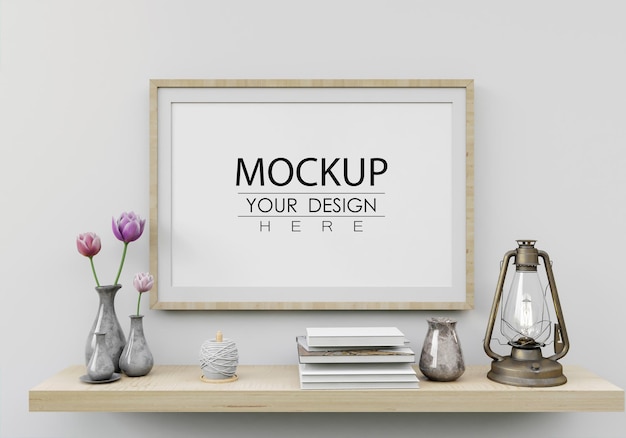 Poster Frame in soggiorno Psd Mockup