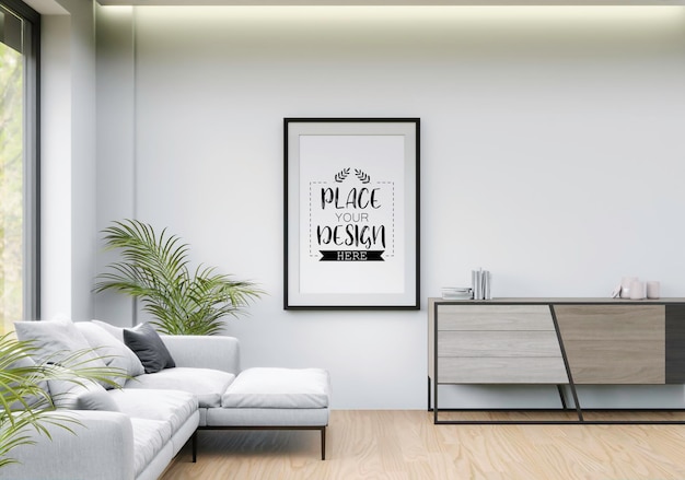 Poster Frame in soggiorno Psd Mockup