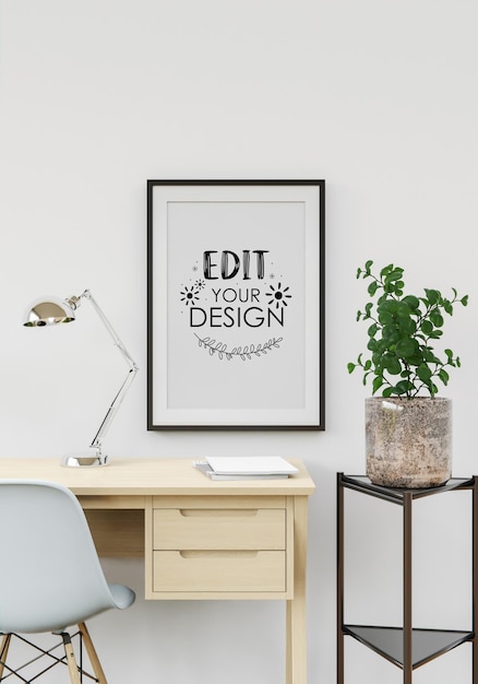 Poster Frame in soggiorno Psd Mockup