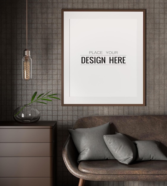 Poster Frame in soggiorno Psd Mockup