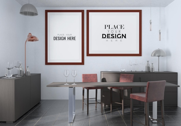 Poster Frame in soggiorno Psd Mockup