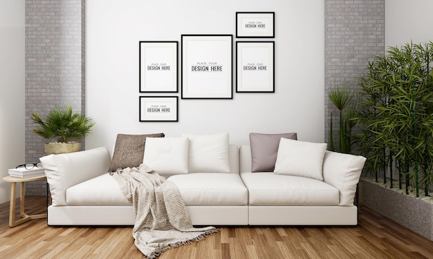 Poster Frame in soggiorno Psd Mockup