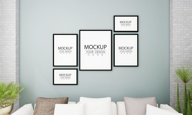 Poster Frame in soggiorno Psd Mockup