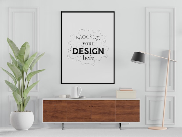 Poster Frame in soggiorno Psd Mockup