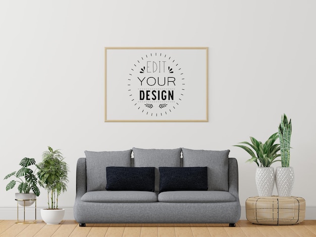 Poster Frame in soggiorno Psd Mockup