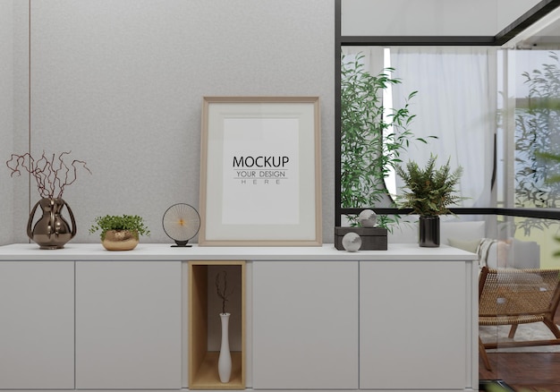 Poster Frame in soggiorno Psd Mockup