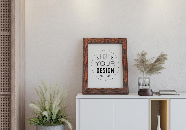 Poster Frame in soggiorno Psd Mockup