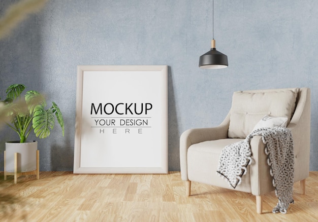 Poster Frame in soggiorno Psd Mockup