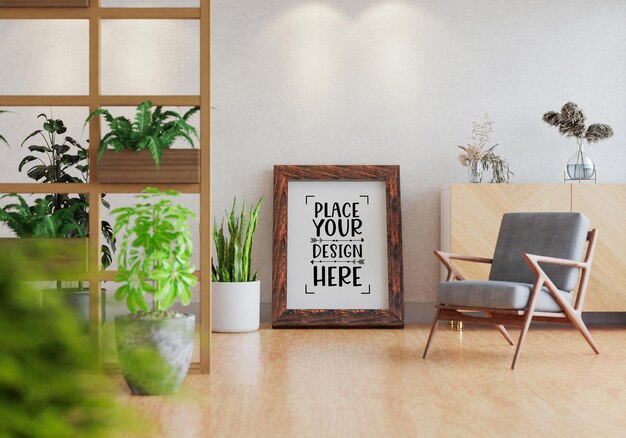 Poster Frame in soggiorno Psd Mockup