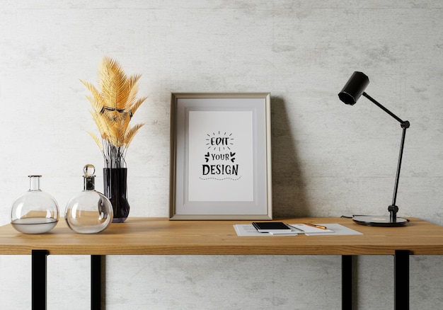 Poster Frame in soggiorno Psd Mockup