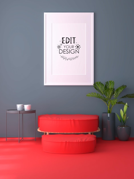 Poster Frame in soggiorno Psd Mockup