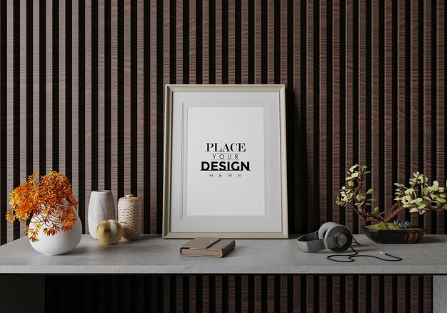 Poster Frame in soggiorno Psd Mockup