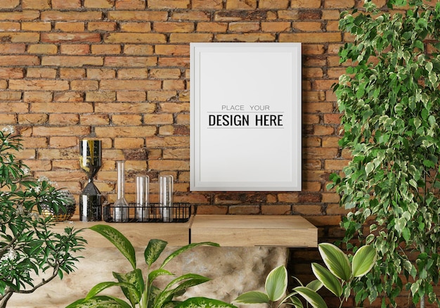 Poster Frame in soggiorno Psd Mockup